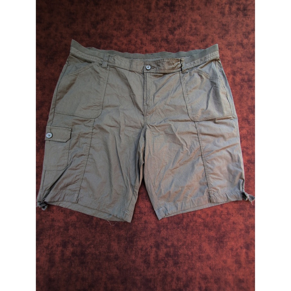 St Johns Bay Womens‎ 22W Army Green Flex Waist Cargo Bermuda Shorts Tie Leg